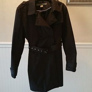 Black Knee Length Raincoat